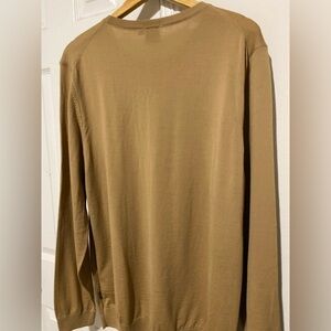 Hugo Boss Mens Finest Italian Yarn Wool Crewneck Sweater Tan XXL Lightweight